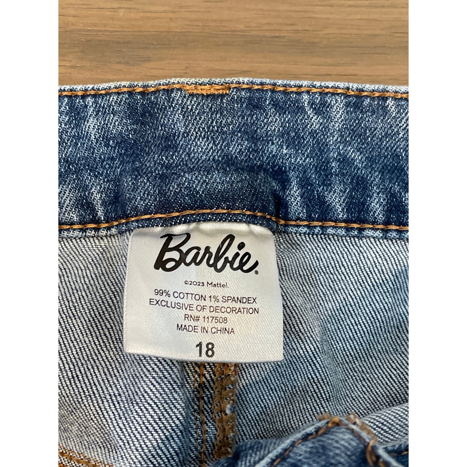 Barbie Cotton Jeans Size 18 Blue Black Barbie Themed Decals — image 2 of 8